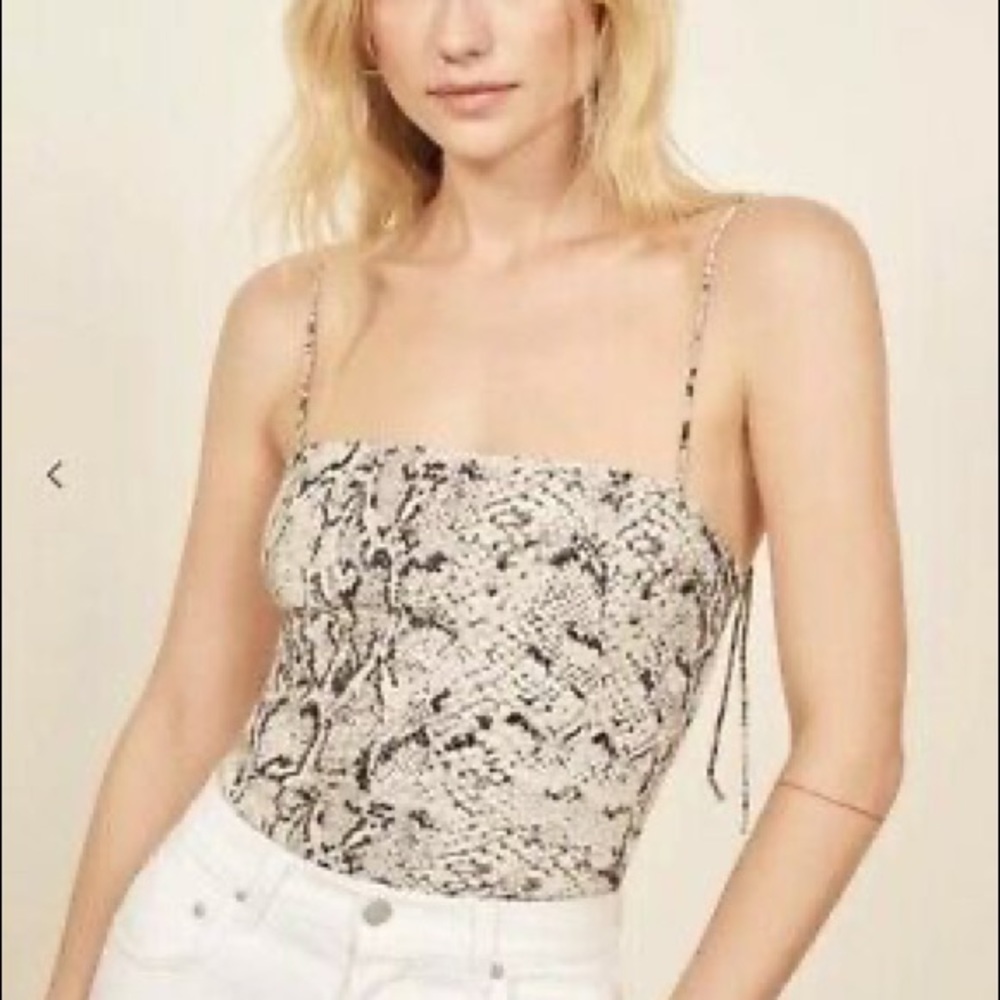 Reformation Snakeskin pattern tie strap top